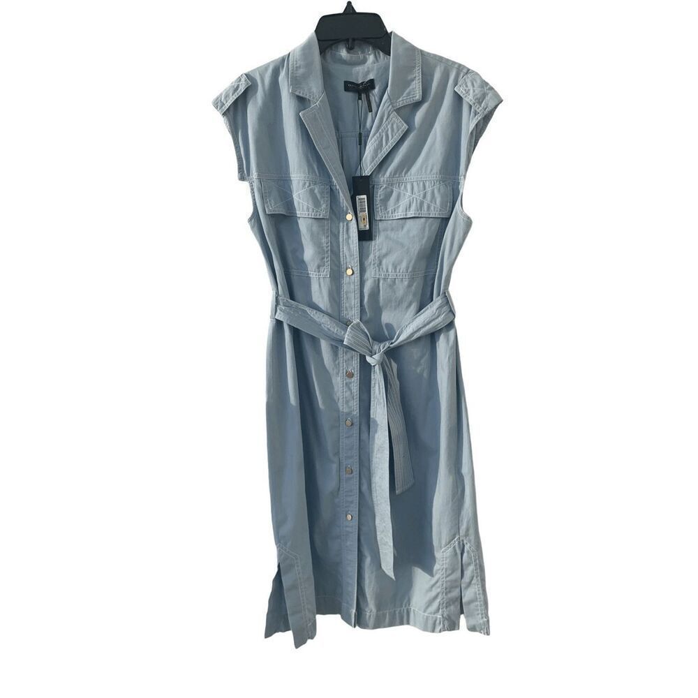 Donna Karan New York Belt sleeveless dress denim in light blue size M - Picture 4 of 11